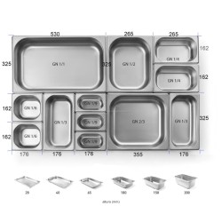 CUBETA GN LISA ACERO INOX 201